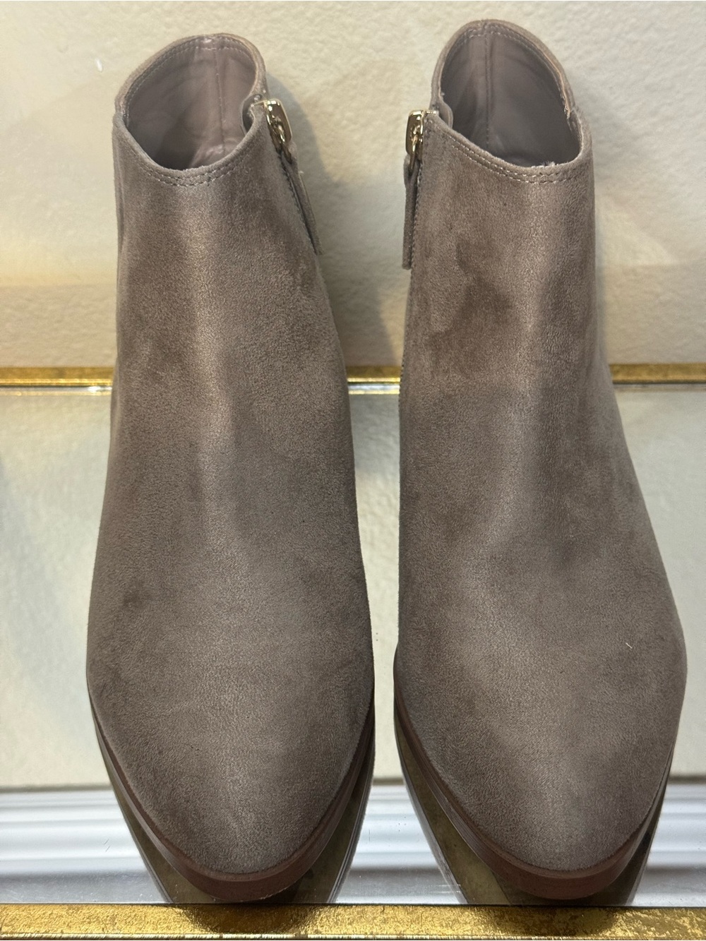 J. Crew Taupe Suede Ankle Booties with Side Zip